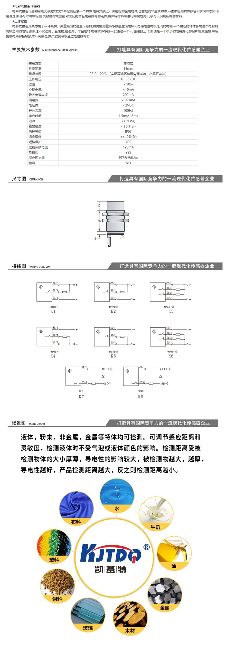 凱基特 耐高溫電容接近開(kāi)關(guān)傳感器 GTE6-P4211-KJ 應(yīng)用玻璃窯爐等